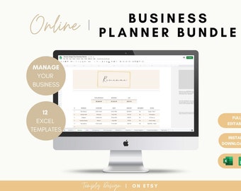 Online Business Planning Bundle Spreadsheet, Excel and Google Digital Template, Inventory Client, Supplier eCommerce Tracker, for Etsy Store