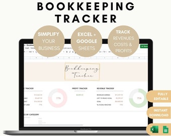 Bookkeeping Tracker, 2025 Accounting Excel and Google Spreadsheet, Revenue or Cost Calculator, Expense Profit Planner,Etsy Books, Quickbooks