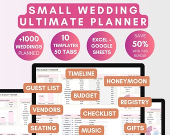 Small Wedding Ultimate Planner Spreadsheet: 2025 Budget Guest List Checklist Timeline Wedding Vendor Music , Excel and Google Tracker Inside