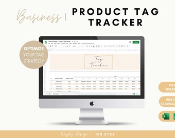 Product Tag Tracker, Online Business Shop Tool, Excel eCommerce Spreadsheet, Etsy and Shopify Organizer, SEO Planner