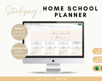 Home School Planner Spreadsheet, Homeschooling Tracker and Weekly Scheduler, Excel and Google, Lesson Plan, Teacher Toolkit, Student Planner