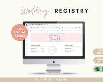 Wedding Registry, Excel Planner, Guest Contributions Trackers, Digital Templates, Google Sheets Spreadsheet Organizer, Wedding Gift List