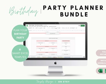 Birthday Party Planner Bundle, Excel Spreadsheet, Event Planning, Baby Shower Organizer, Guest Trackers, Children's Party, Kids Celebrations
