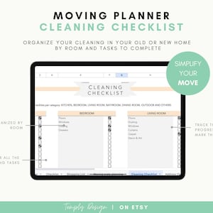 Home moving planner spreadsheet with 8 planners included: Checklist, Packing list, address change, budget, to do list and so much more to organize your move. Instant digital download spreadsheet, planner and tracker in Excel and Google Sheets Template by Temply Design