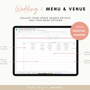 Bridal Shower Planner. Including employee guest list tracker, budget tracker, menu and venue organizer and much more. Instant download spreadsheet, planner and trackers. Digital Excel and Google Sheets Template by Temply Design