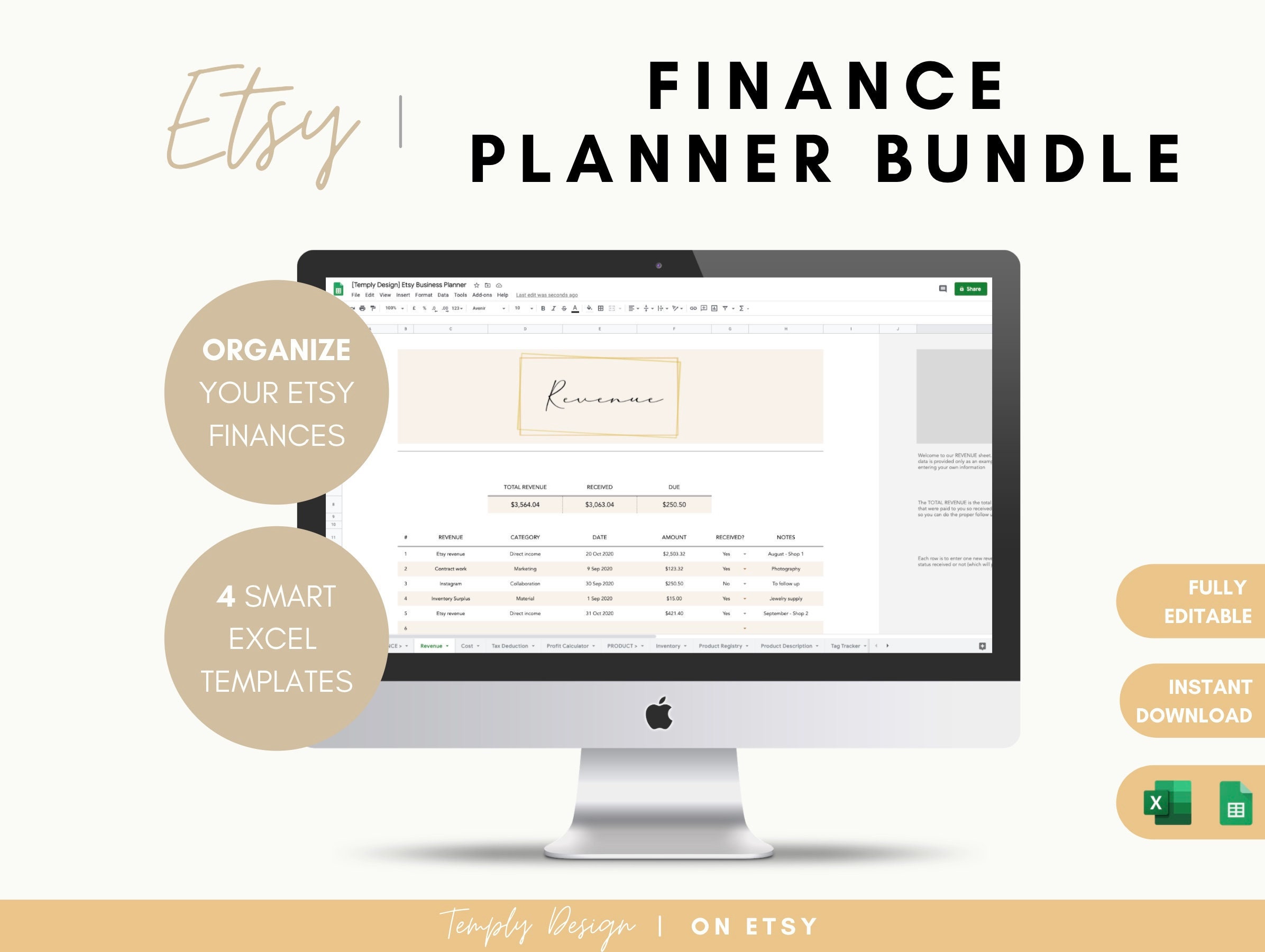 Etsy Finance Planner Etsy Shop Tracker Finance Planning Etsy