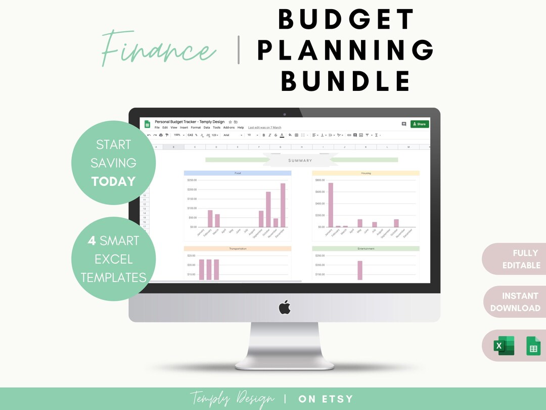 Finance and Budget Planning Bundle, Excel and Google Spreadsheets Debts ...