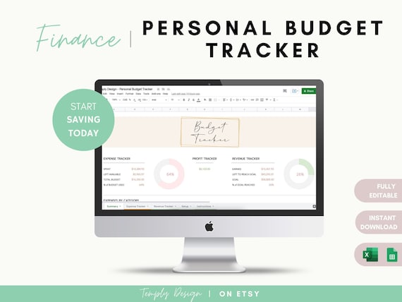 Personal Budget Tracker, 2023 Finance Spreadsheet Planner, Excel Expense and Revenue Organizer, Saving Goals Spending and Cost, Google