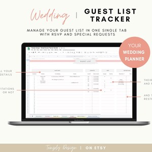 Bridal Shower Planner. Including employee guest list tracker, budget tracker, menu and venue organizer and much more. Instant download spreadsheet, planner and trackers. Digital Excel and Google Sheets Template by Temply Design
