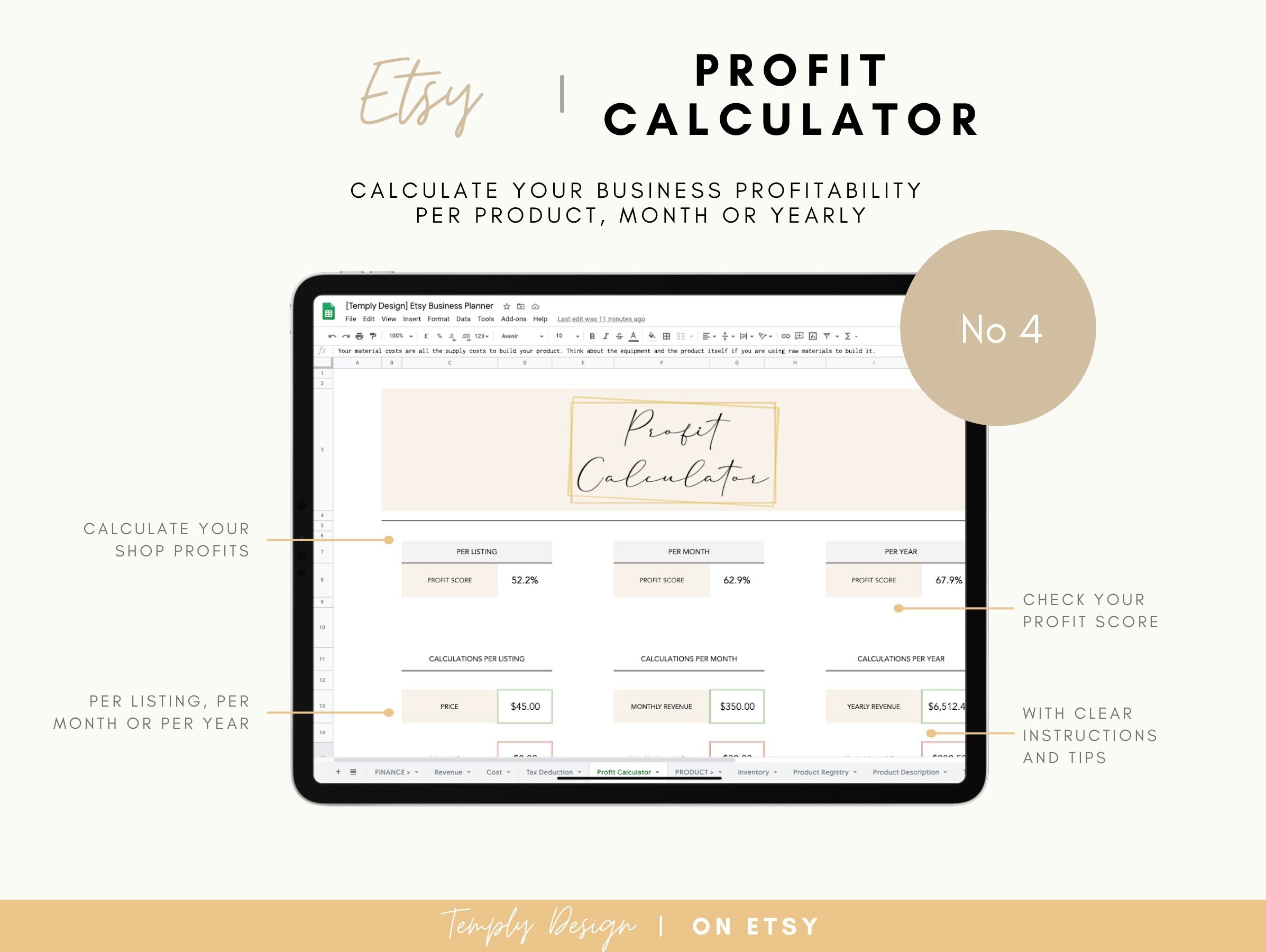 Etsy-Shop-Finanzplaner, Excel und Google-Tabellen, Shop-Buchhaltungs ...
