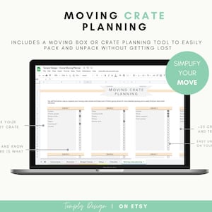Home moving planner spreadsheet with 8 planners included: Checklist, Packing list, address change, budget, to do list and so much more to organize your move. Instant digital download spreadsheet, planner and tracker in Excel and Google Sheets Template by Temply Design