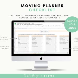 Home moving planner spreadsheet with 8 planners included: Checklist, Packing list, address change, budget, to do list and so much more to organize your move. Instant digital download spreadsheet, planner and tracker in Excel and Google Sheets Template by Temply Design