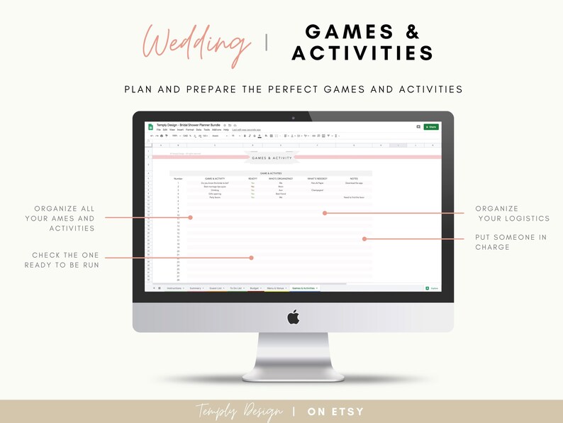 Bridal Shower Planner. Including employee guest list tracker, budget tracker, menu and venue organizer and much more. Instant download spreadsheet, planner and trackers. Digital Excel and Google Sheets Template by Temply Design