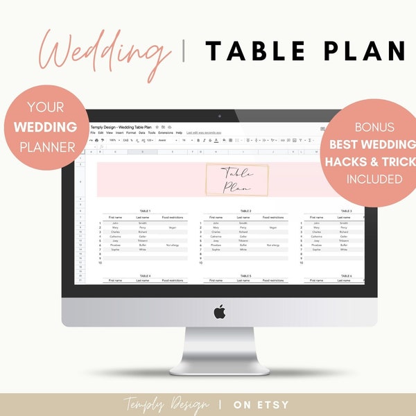 Wedding Seating Chart Excel Template Etsy Wedding Seating Chart Excel Template Etsy