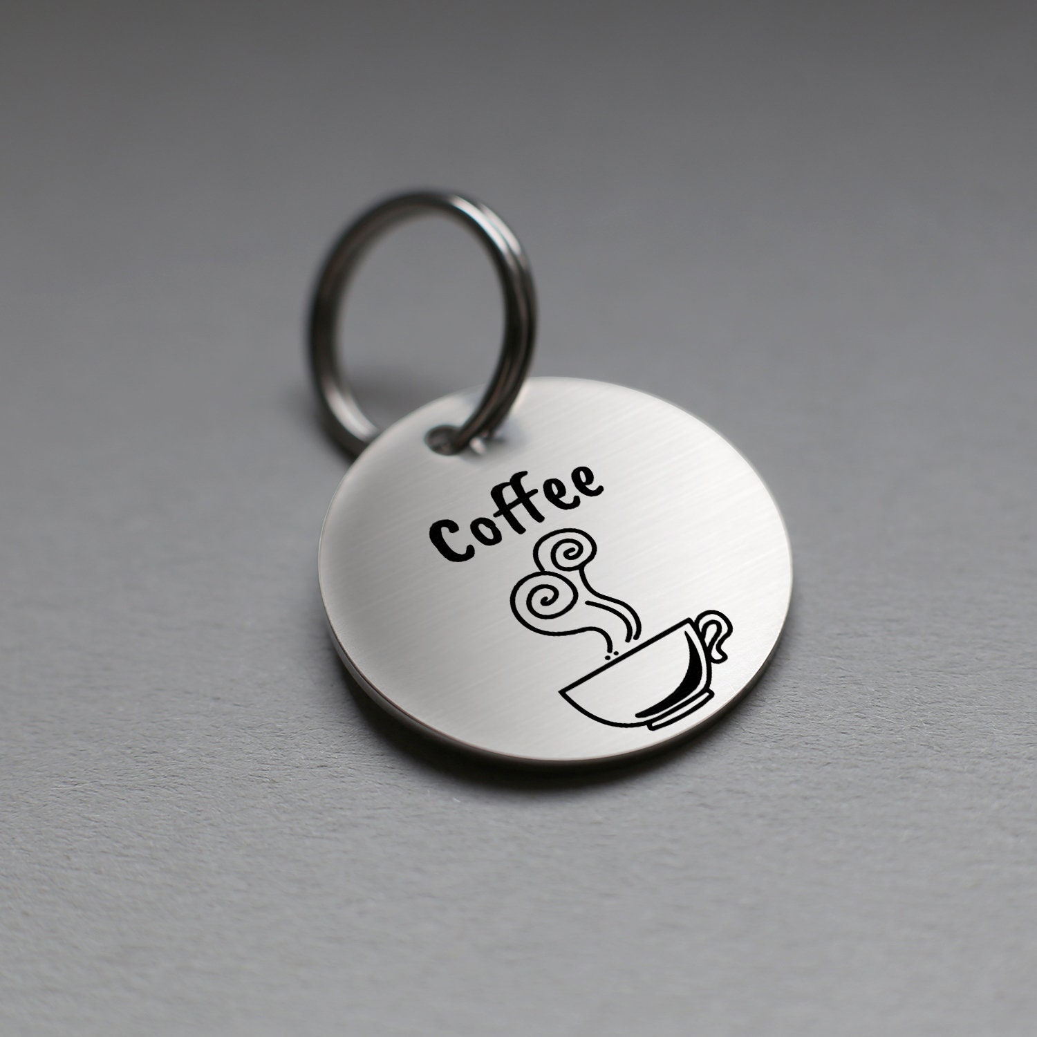 Name tag with coffee cup stainless steel dog tag pet tag Etsy