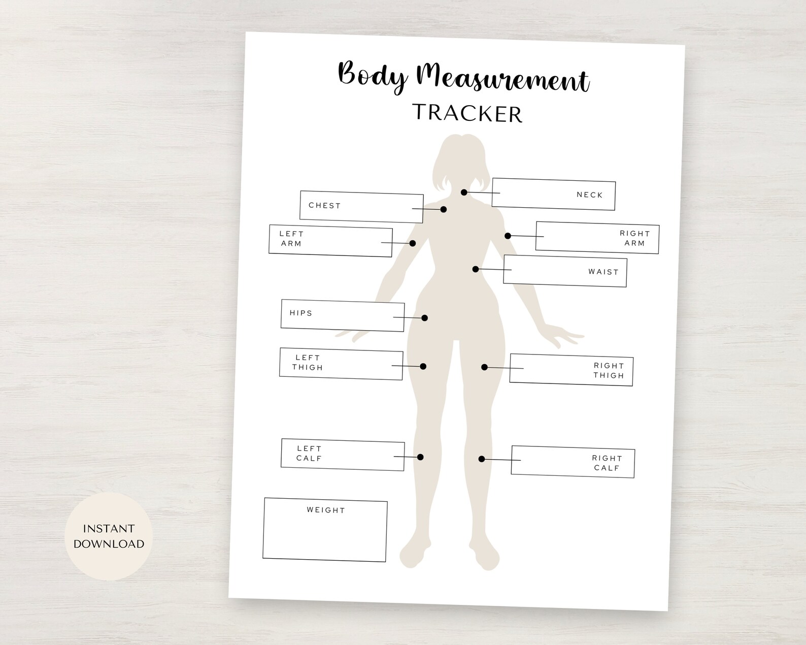 Body Measurements Tracker, Printable Body Measurement Chart, Weight ...