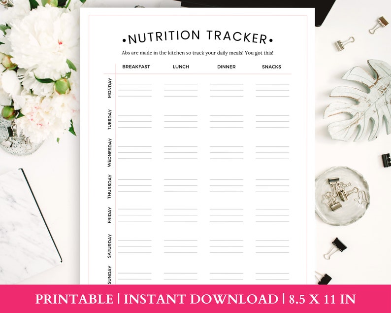 Meal Planner Printable, Meal Tracker Printable, Nutrition Tracker