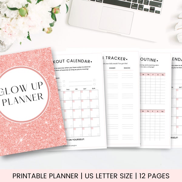 Glow Up Planner, Beauty Tracker, Self Care Planner, Fitness Planner, Nutrition Planner, Workout Calendar, iPad Planner, Body Care O