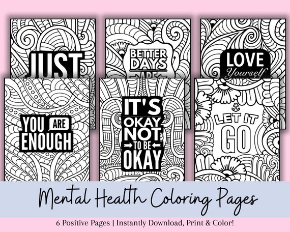 Mental Health Coloring Pages, Anxiety Coloring Pages, Anti-stress Coloring  Pages, Stress Relief for Adults, Mental Health Coloring Book 