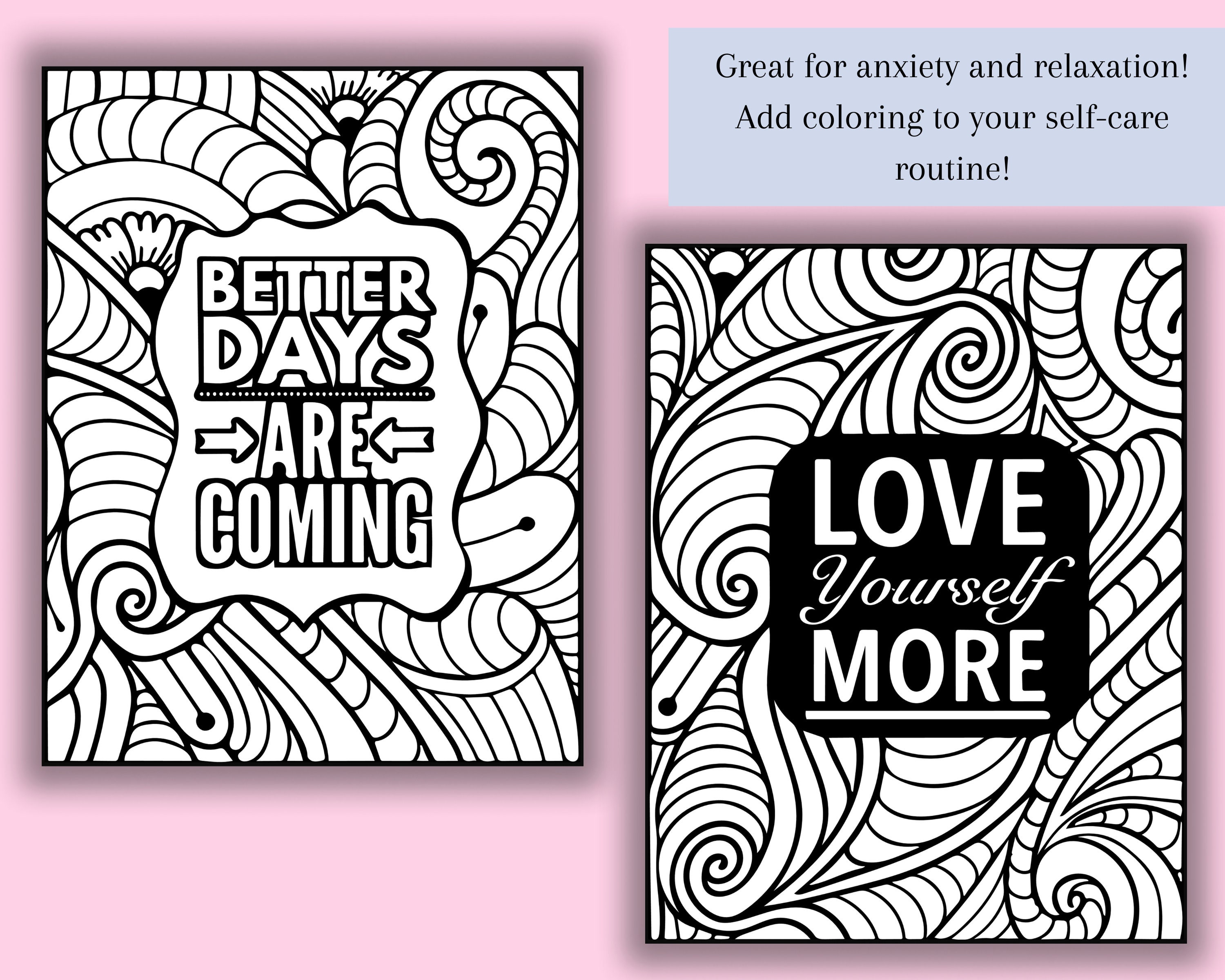 Mental Health Coloring Pages Anxiety Coloring Pages | Etsy