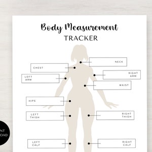 Body Measurements Tracker, Printable Body Measurement Chart, Weight ...