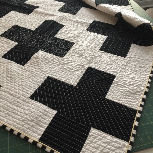 Black and white plus baby quilt