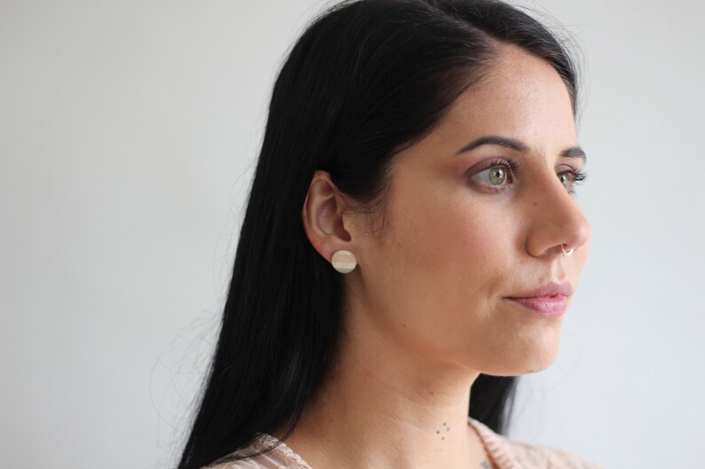 handmade ceramic statement earring handmade ceramic jewelry Large Stud Earring in Shoreline Stripe