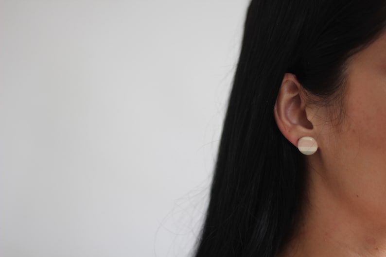 handmade ceramic statement earring handmade ceramic jewelry Large Stud Earring in Shoreline Stripe