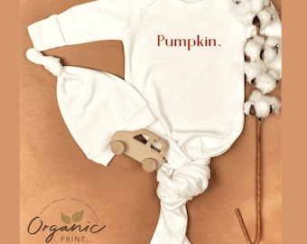 Pumpkin Knotted Baby Gown, Coming Home Outfit, Baby Girl Gift, Baby Boy Gift, Knotted Gown, Baby Shower Gift