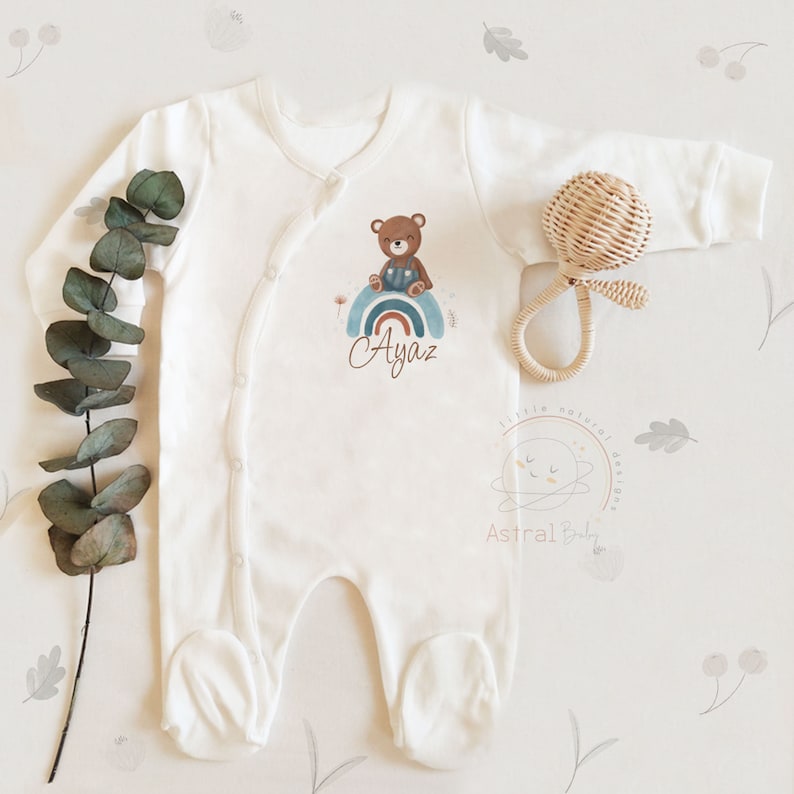 Bear and Rainbow Coming Home Outfit set, Personalized Boho Baby Clothes, Baby Girl Gift, Baby Boy Gift, Baby Shower Gift, 13 Pieces, image 7