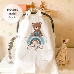 Bear and Rainbow Coming Home Outfit set, Personalized Boho Baby Clothes, Baby Girl Gift, Baby Boy Gift, Baby Shower Gift, 13 Pieces, image 2