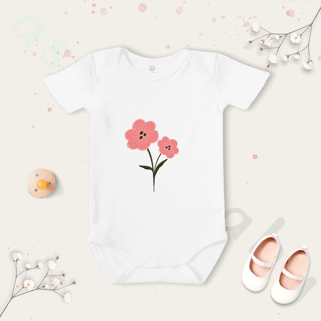 Baby Floral Onesie, Custom Onesie, Organic Baby Bodysuit, Baby Girl