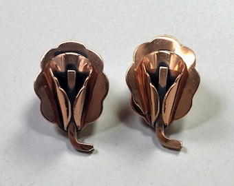 Vintage Renoir Copper Starburst Earrings Screw Back Signed Mid Century Modern