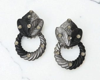 Jeff Lieb Black & Silver Sculptural Statement Earrings