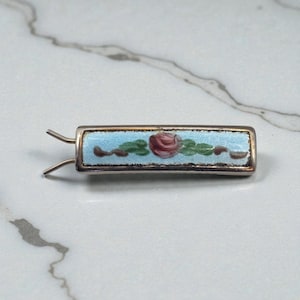 Vintage 1960s White Floral Guilloche Enamel Hair Barrette Vintage Gold Tone and White Guilloche Enamel Hairclip/slide  main image 2