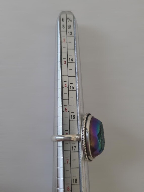 Sterling Silver Druzy Statement Ring – Iridescent… - image 8