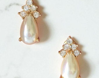 Roman Pearl & Rhinestone Earrings – Post Back