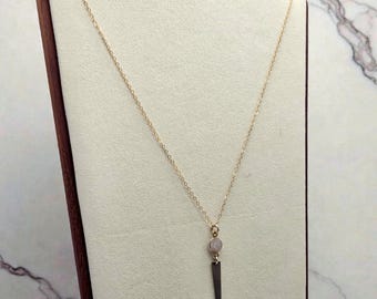 Vintage Gold Tone Spike Pendant Necklace with Druzy Style Stone