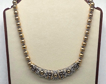 Vintage Avon Mixed Metal Bib Necklace | Signed Avon SP | Bold Statement Jewelry