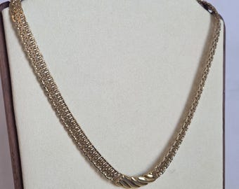 Authentic Signed Monet Gold-Tone Choker Necklace - Intricate Weave Detail