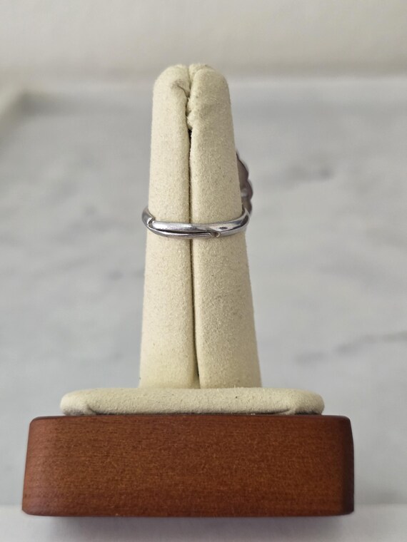 Adjustable Teal Green Statement Ring Silver Tone … - image 5