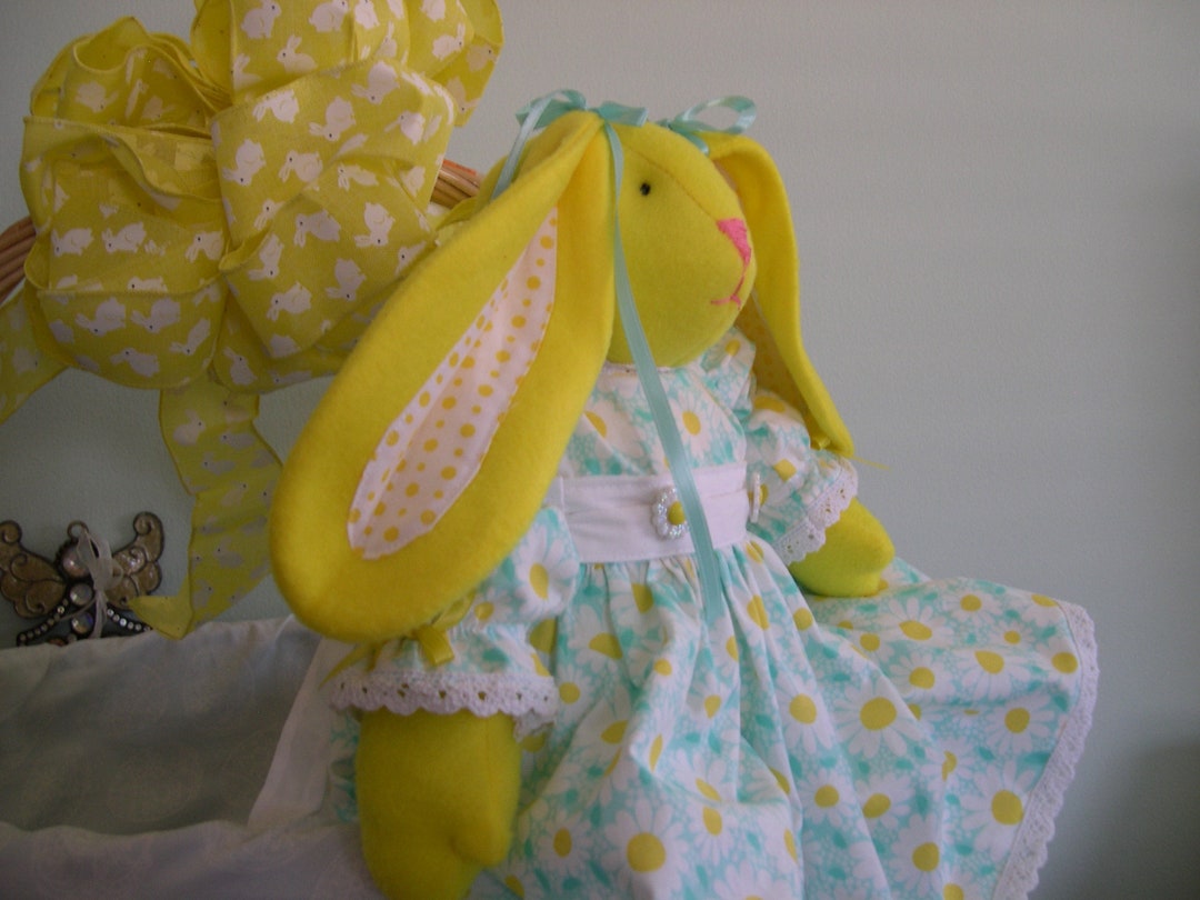 Handmade 18-inch Floppy Eared Bunny Rabbit in Yellow, Stuffed Animals ...