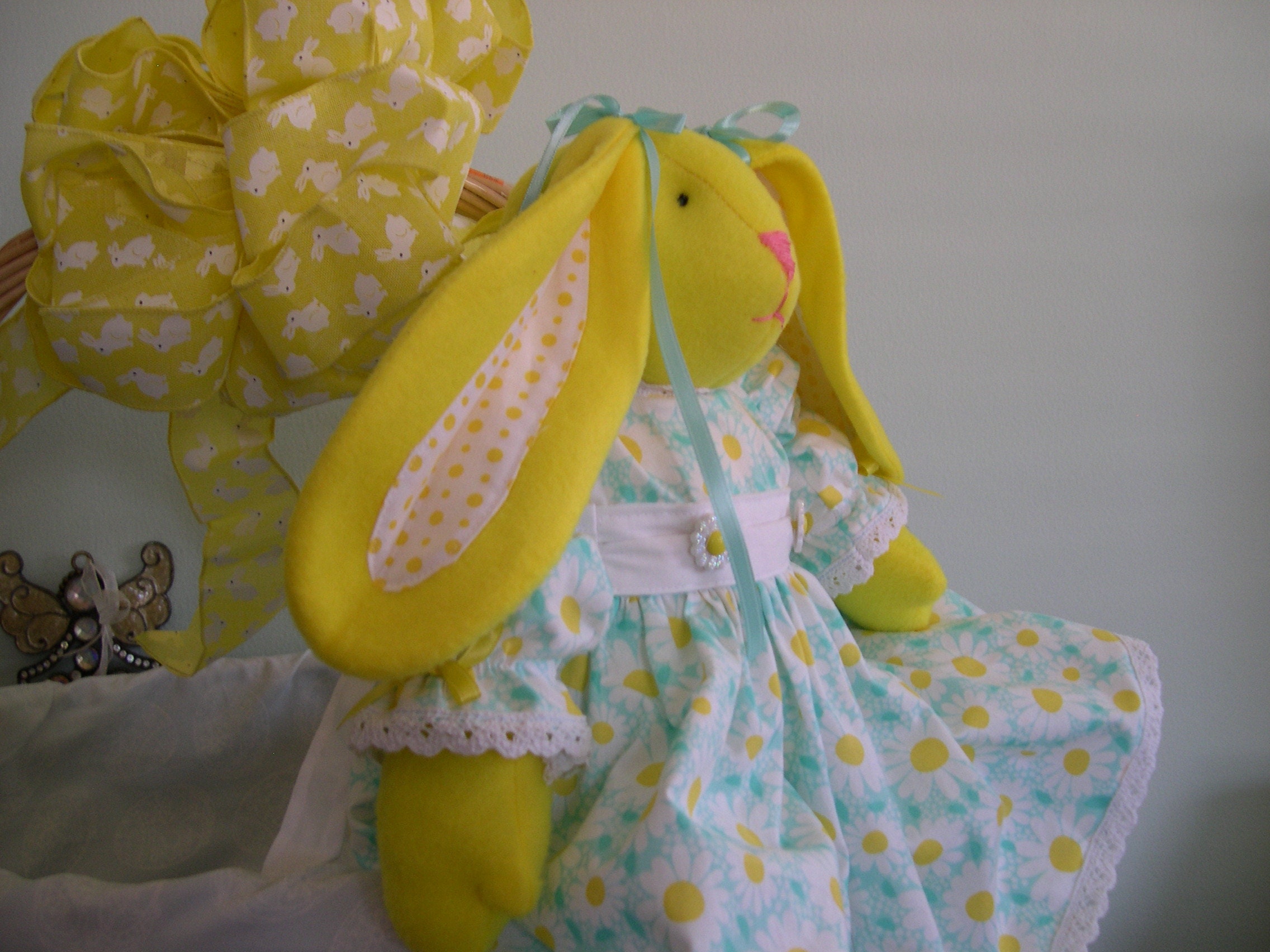 Yellow Floppy Eared Bunny Rabbit 18 Inches Stuffed Animal Etsy