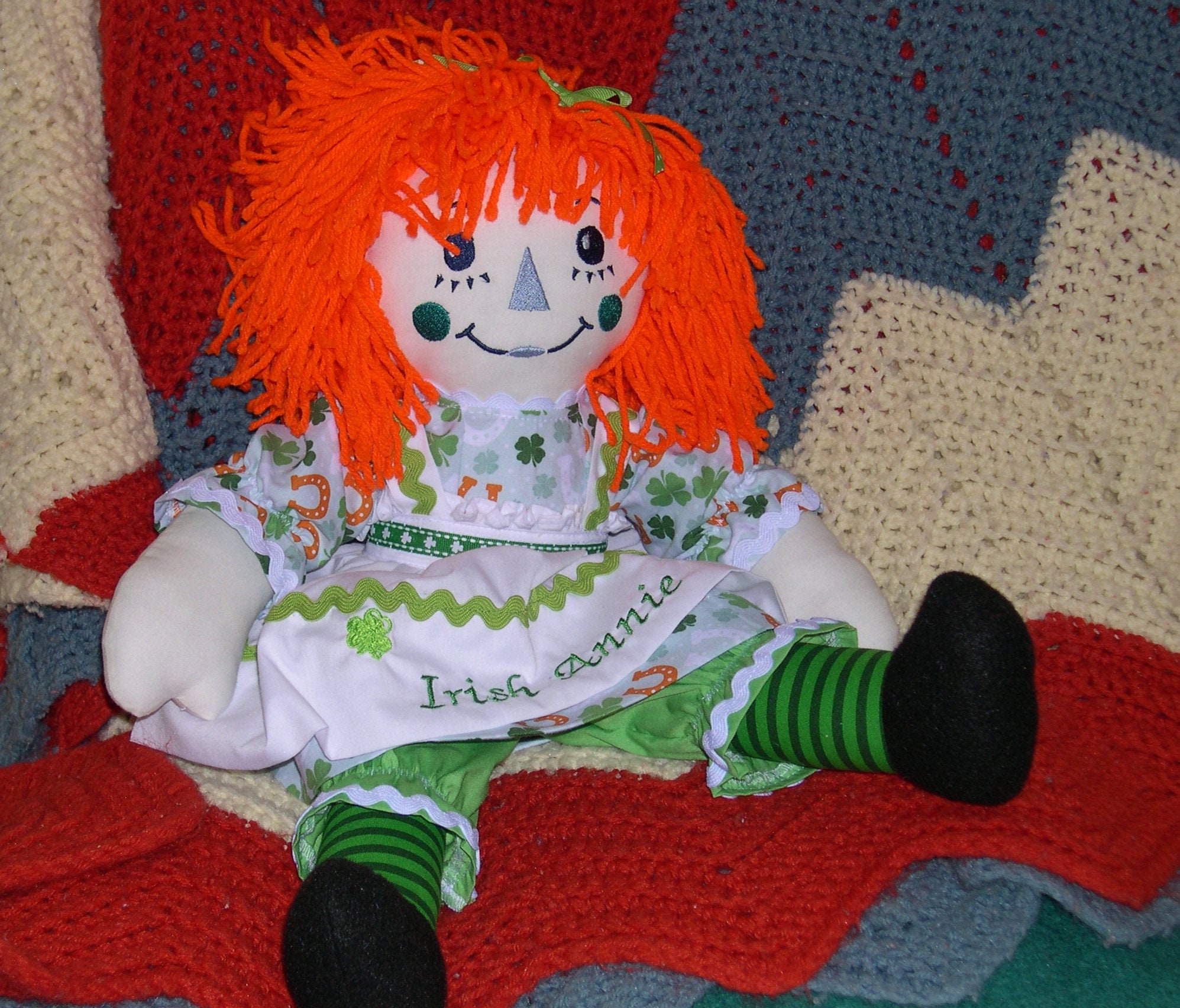 Handmade Raggedy Ann in Irish, Cloth Doll, St Patrick's Day Doll, Rag ...