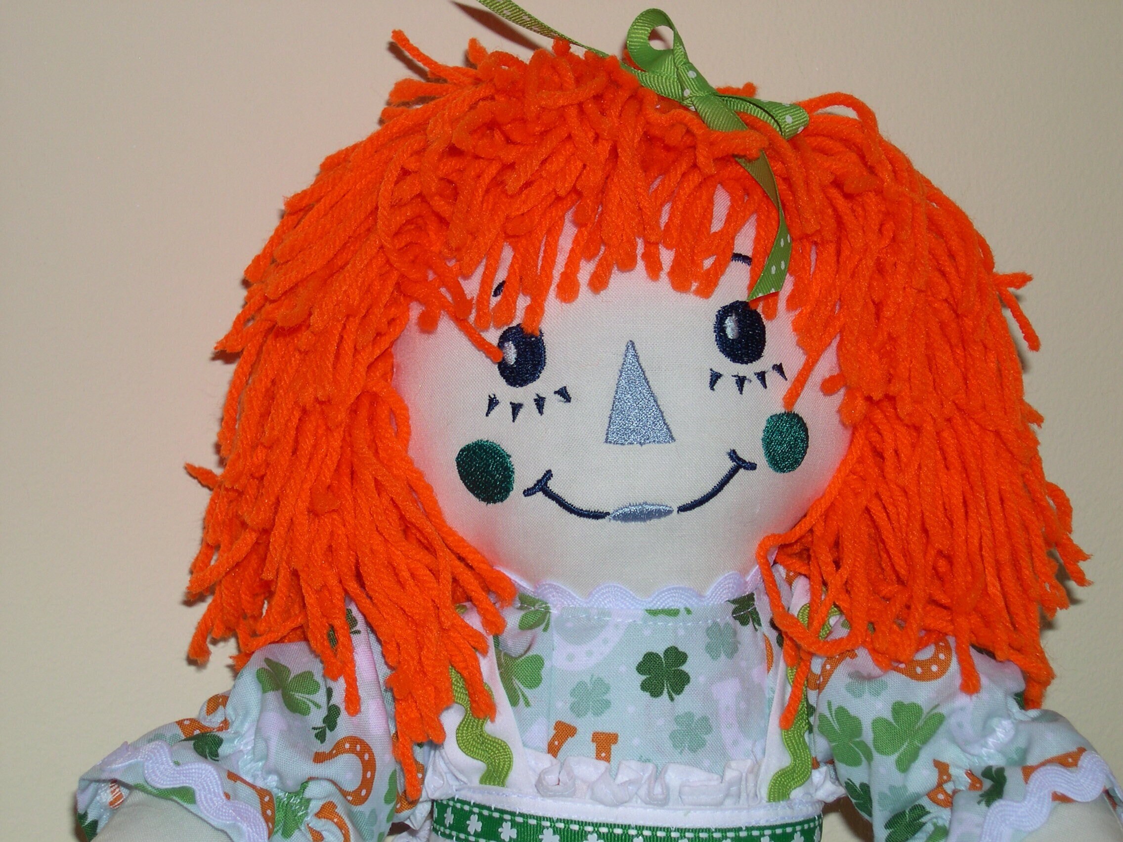 Handmade Raggedy Ann in Irish, Cloth Doll, St Patrick's Day Doll, Rag ...