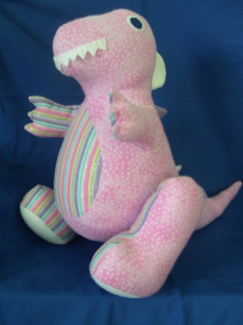 Handmade Stuffed Pink Dinosaur Dino Stuffed Animal Stuffed Etsy