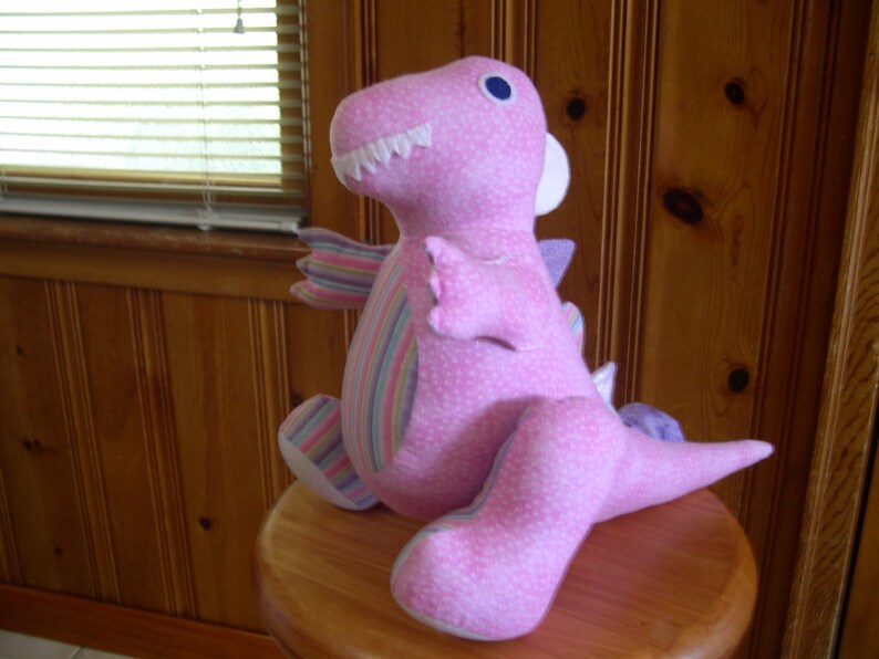 Handmade Stuffed Pink Dinosaur Dino Stuffed Animal Stuffed Etsy