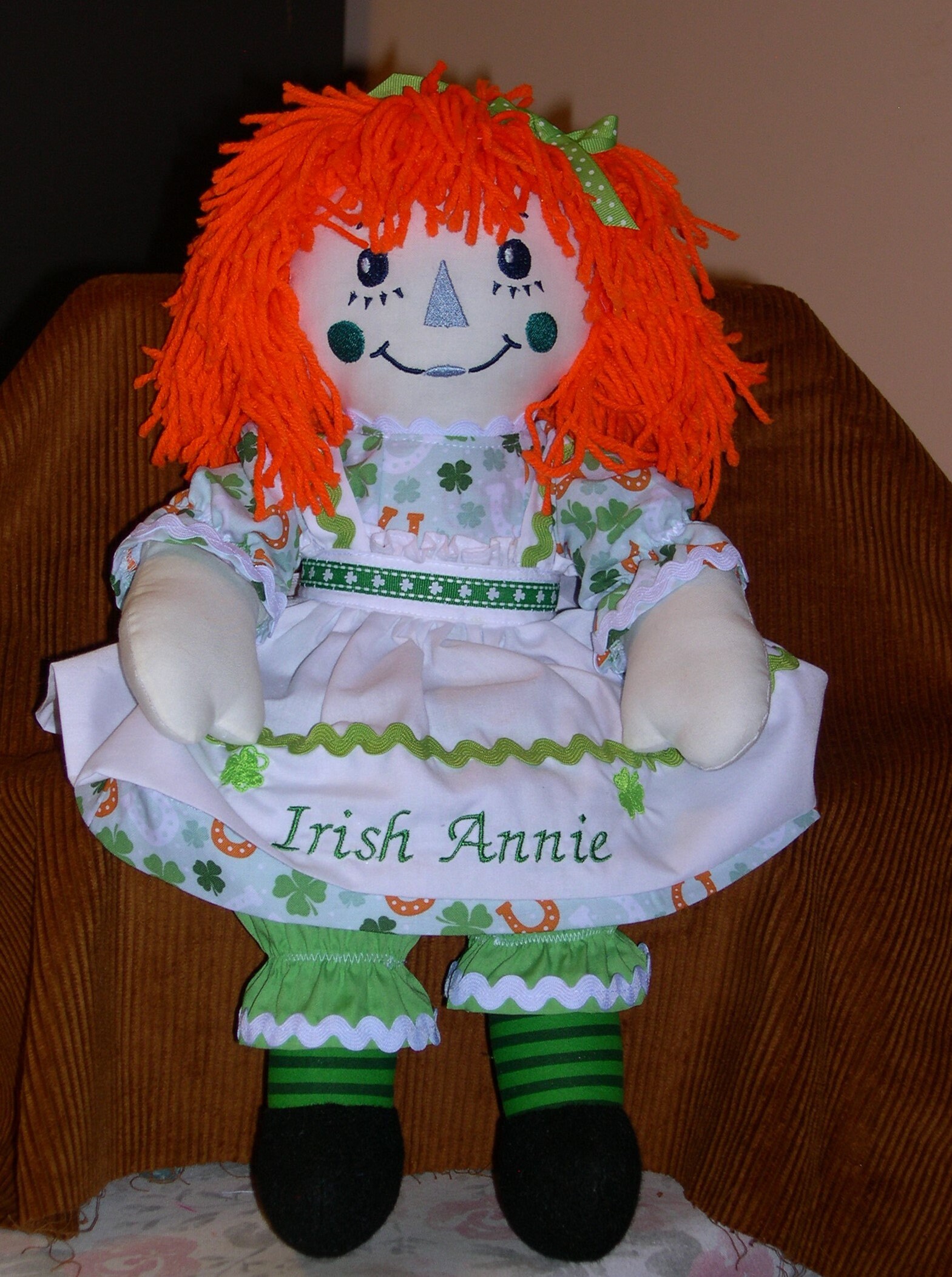 Handmade Raggedy Ann in Irish, Cloth Doll, St Patrick's Day Doll, Rag ...