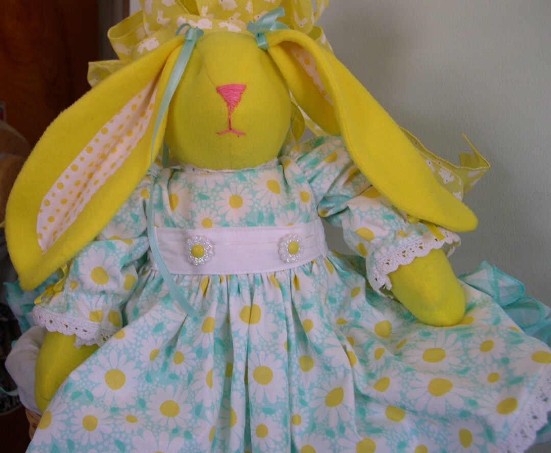 Handmade 18-inch Floppy Eared Bunny Rabbit in Yellow, Stuffed Animals ...