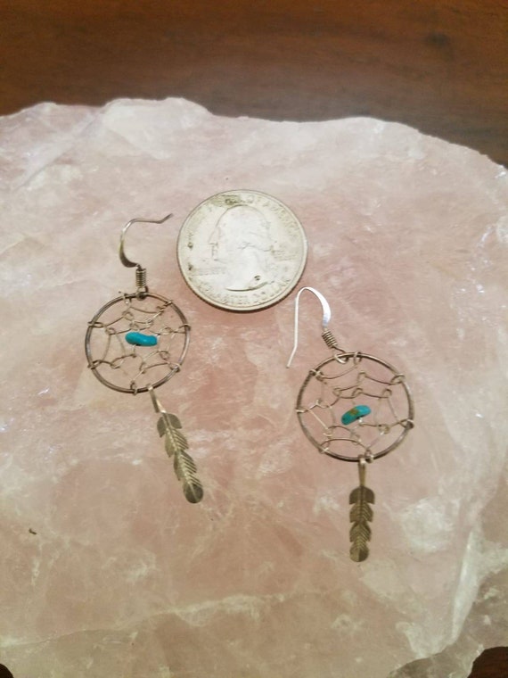 Rare ZUNI EARRINGS, Zuni Turquoise and Silver Ear… - image 4